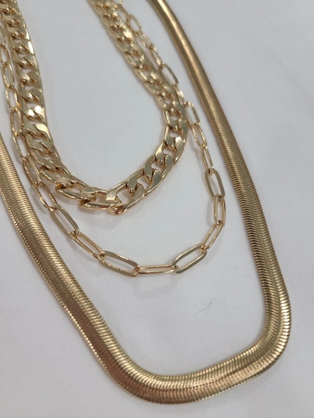 NWOT Cynthia Rowley Gold Layered Paperclip Link &  Herringbone necklace